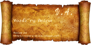 Vozáry Anina névjegykártya